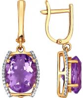 Золотые серьги SOKOLOV 723644_s с аметистами, фианитами