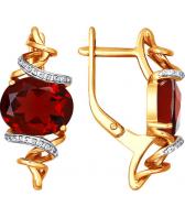 Золотые серьги SOKOLOV 723665_s с гранатами, фианитами