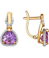 Золотые серьги SOKOLOV 723937_s с аметистами, фианитами
