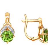 Золотые серьги SOKOLOV 723941_s с хризолитами, фианитами