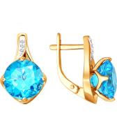 Золотые серьги SOKOLOV 724002_s с топазами, фианитами