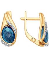 Золотые серьги SOKOLOV 724165_s с топазами London Blue, фианитами