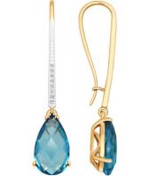 Золотые длинные серьги SOKOLOV 724306_s с топазами, фианитами