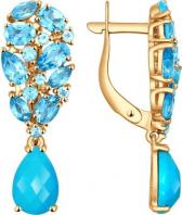 Золотые серьги SOKOLOV 724318_s с бирюзой, топазами