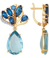 Золотые серьги SOKOLOV 724497_s с топазами, фианитами