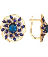 Золотые серьги SOKOLOV 724547_s с корундами, ситаллами, фианитами