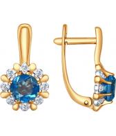 Золотые серьги SOKOLOV 724582_s с топазами, фианитами