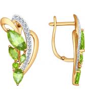 Золотые серьги SOKOLOV 724683_s с хризолитами, фианитами