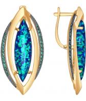 Золотые длинные серьги SOKOLOV 724692_s с искусственными опалами, фианитами