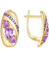 Золотые серьги SOKOLOV 724700_s с аметистами, фианитами