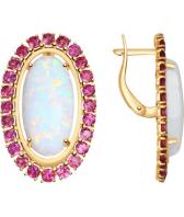 Золотые серьги SOKOLOV 724710_s с искусственными опалами, родолитами