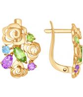 Золотые серьги SOKOLOV 724756_s с аметистами, хризолитами, топазами