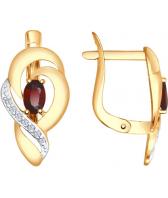 Золотые серьги SOKOLOV 724799_s с гранатами, фианитами