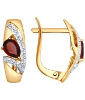 Золотые серьги СОКОЛОВ 724828_s с гранатами, фианитами