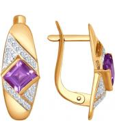 Золотые серьги SOKOLOV 724845_s с аметистами, фианитами
