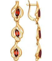 Золотые длинные серьги SOKOLOV 725058_s с гранатами