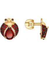 Золотые серьги SOKOLOV 725086_s с гранатами, фианитами