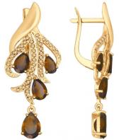 Золотые длинные серьги SOKOLOV 725097_s с раухтопазами, фианитами