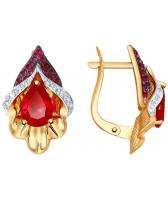 Золотые серьги SOKOLOV 725102_s с корундами, фианитами