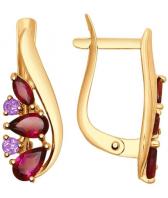 Золотые серьги SOKOLOV 725120_s с аметистами, родолитами