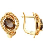 Золотые серьги SOKOLOV 725129_s с раухтопазами, фианитами