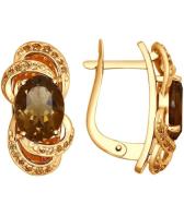 Золотые серьги SOKOLOV 725140_s с раухтопазами, фианитами