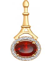 Золотой кулон SOKOLOV 731258_s c гранатом, фианитом