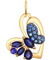 Золотой кулон СОКОЛОВ 731505_s c фианитом, корундами