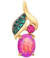 Золотой кулон SOKOLOV 731578_s c фианитом, корундами, опалом