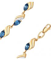 Золотой Браслет цепь SOKOLOV 750191_s с топазами, фианитами