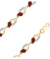 Золотой браслет цепь SOKOLOV 750234_s с гранатами, фианитами