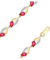 Золотой браслет цепь SOKOLOV 750238_s с корундами, фианитами