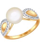 Золотое кольцо SOKOLOV 791007_s с жемчугом, фианитами