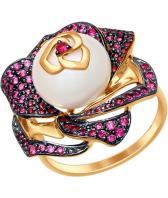 Золотое кольцо SOKOLOV 791021_s с жемчугом, фианитами