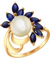 Золотое кольцо SOKOLOV 791027_s с жемчугом, корундами