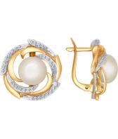 Золотые серьги SOKOLOV 792022_s с жемчугом, фианитами