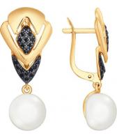 Золотые серьги SOKOLOV 792060_s с жемчугом, фианитами