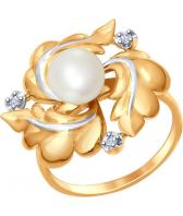 Золотое кольцо SOKOLOV 8010054_s с жемчугом, бриллиантами