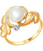 Золотое кольцо SOKOLOV 8010055_s с жемчугом, бриллиантом