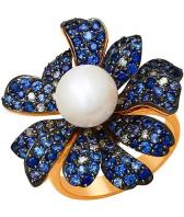 Золотое кольцо SOKOLOV 8010057_s с жемчугом, бриллиантами, корундами