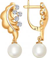 Золотые серьги SOKOLOV 8020064_s с жемчугом, бриллиантами