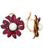 Золотые серьги SOKOLOV 8020067_s с жемчугом, бриллиантами, корундами