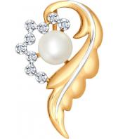 Золотой кулон SOKOLOV 8030015_s c жемчугом, бриллиантом