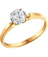 Золотое помолвочное кольцо SOKOLOV 81010001_s с фианитом