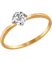 Ювелирное золотое помолвочное кольцо SOKOLOV 81010206_s с фианитом