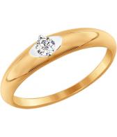 Золотое помолвочное кольцо SOKOLOV 81010210_s с цирконом Swarovski