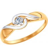 Золотое помолвочное кольцо SOKOLOV 81010228_s с фианитом Swarovski