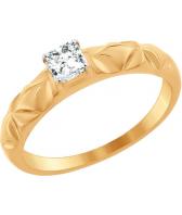 Золотое помолвочное кольцо SOKOLOV 81010266_s с цирконом Swarovski