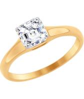 Золотое помолвочное кольцо SOKOLOV 81010270_s с цирконом Swarovski