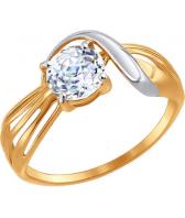 Золотое кольцо SOKOLOV 81010300_s с фианитом Swarovski